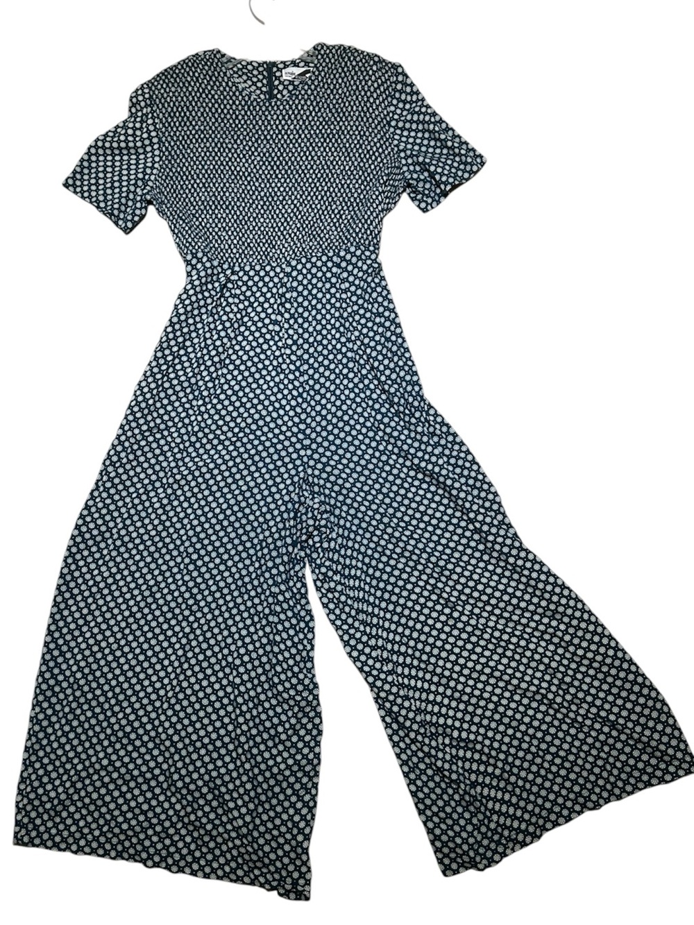 Vintage Geometric Print Wide Leg Palazzo Jumpsuit Mod Boho Chic Size 14
